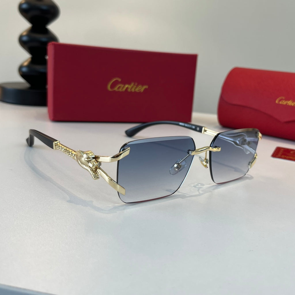 Cartier Lightweight Metal Rimless Silver Lens Sunglasses for Men & Wo - 358548
