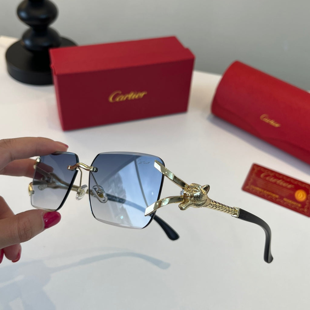 Cartier Lightweight Metal Rimless Silver Lens Sunglasses for Men & Wo - 358548 - detail image 4