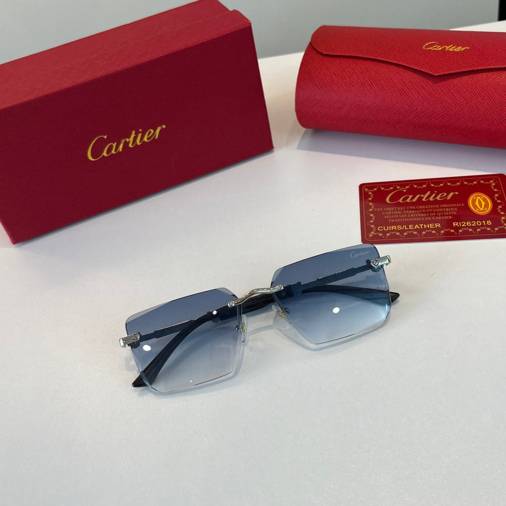 Cartier Lightweight Metal Rimless Silver Lens Sunglasses for Men & Wo - 487384 - detail image 4
