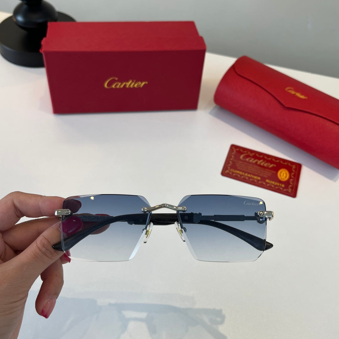 Cartier Lightweight Metal Rimless Silver Lens Sunglasses for Men & Wo - 449543 - detail image 5