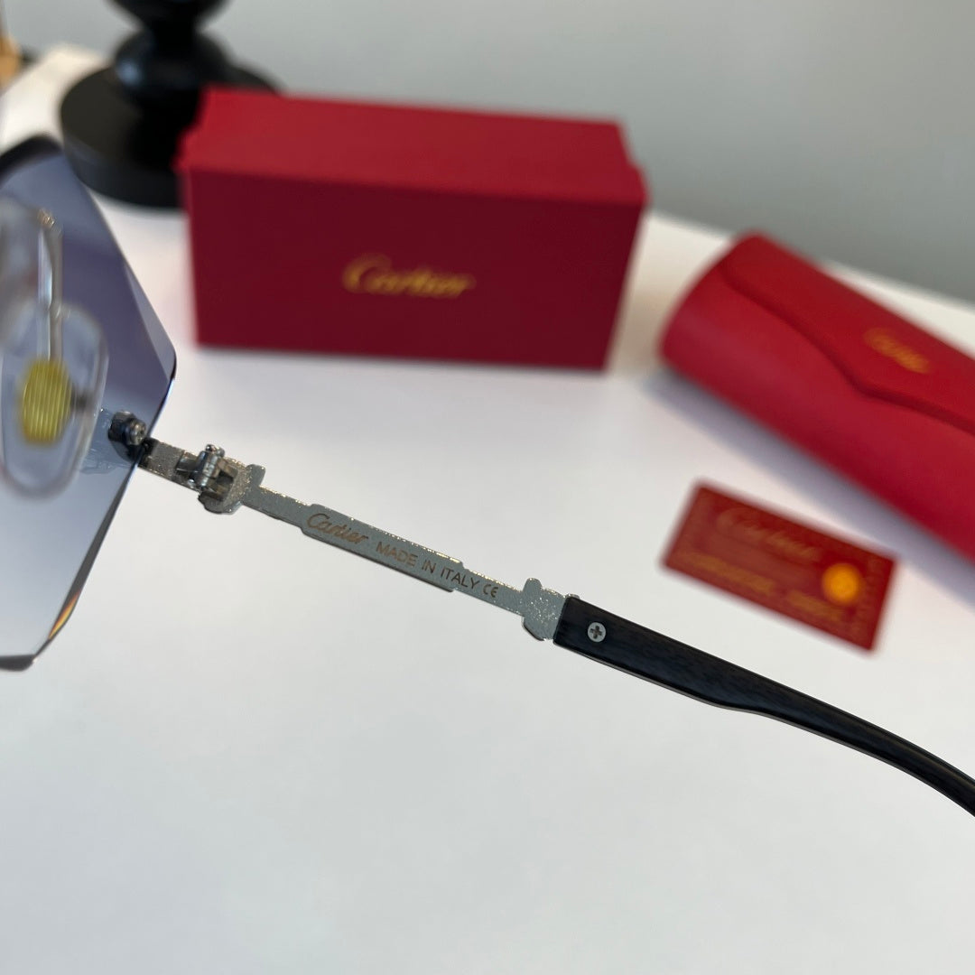Cartier Lightweight Metal Rimless Silver Lens Sunglasses for Men & Wo - 449543 - detail image 10