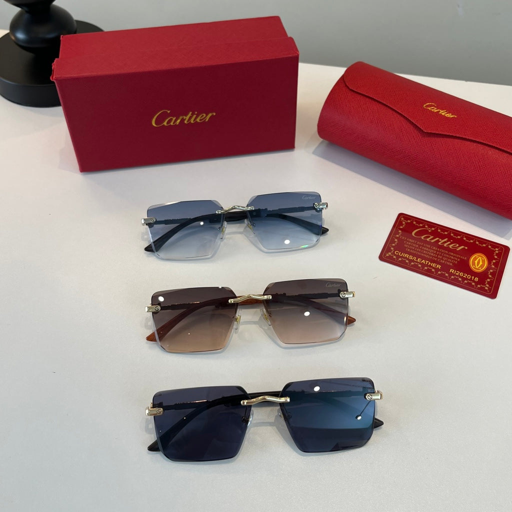 Cartier Lightweight Metal Rimless Silver Lens Sunglasses for Men & Wo - 449543 - detail image 11