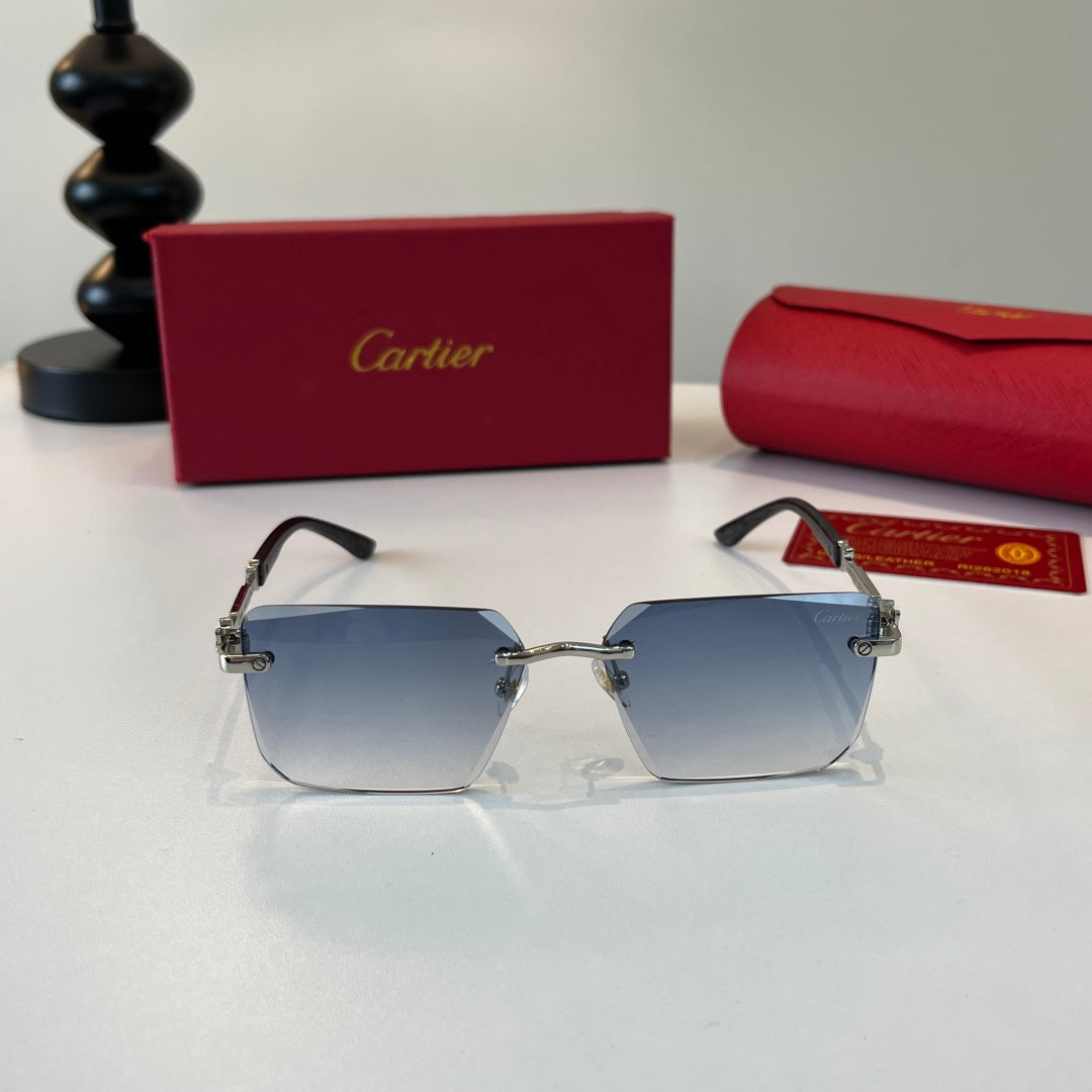 Cartier Lightweight Metal Rimless Silver Lens Sunglasses for Men & Wo - 449543 - detail image 2