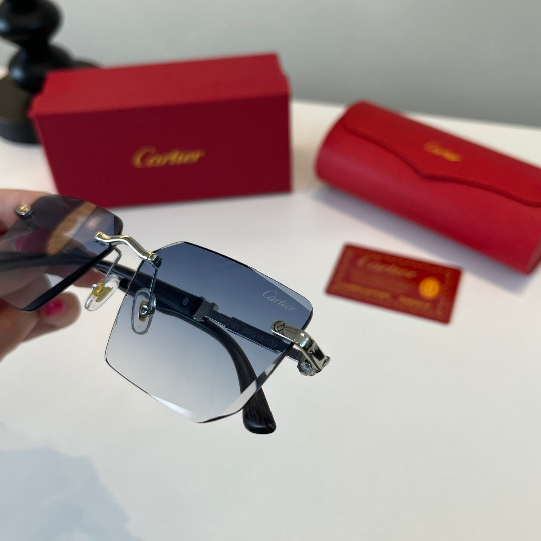 Cartier Lightweight Metal Rimless Silver Lens Sunglasses for Men & Wo - 449543 - detail image 6