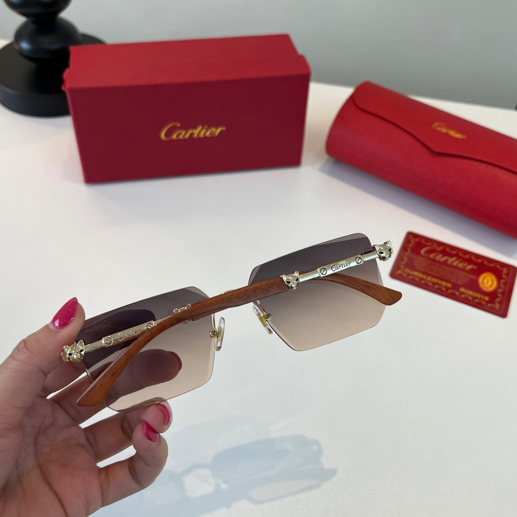 Cartier Lightweight Metal Rimless Silver Lens Sunglasses for Men & Wo - 487385 - detail image 7