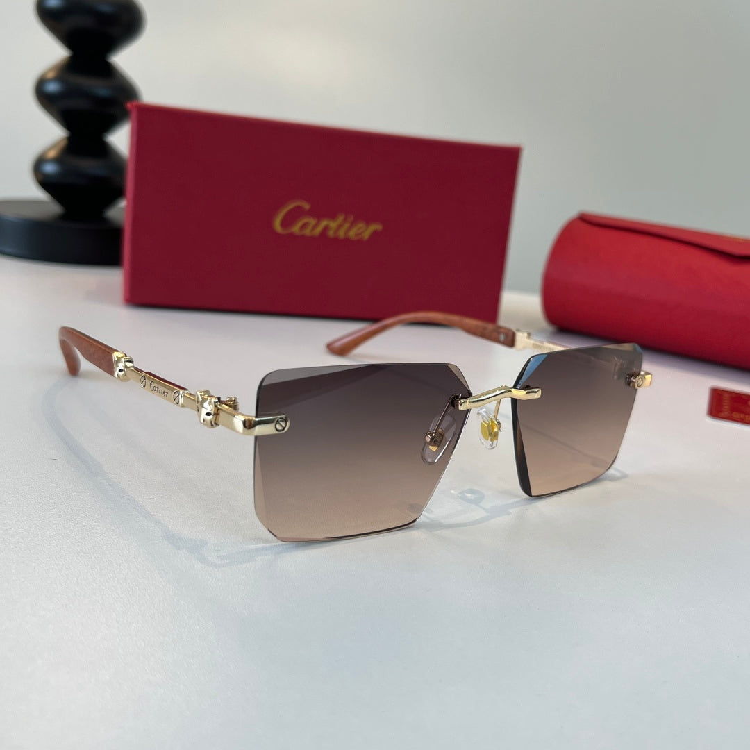Cartier Lightweight Metal Rimless Silver Lens Sunglasses for Men & Wo - 487385