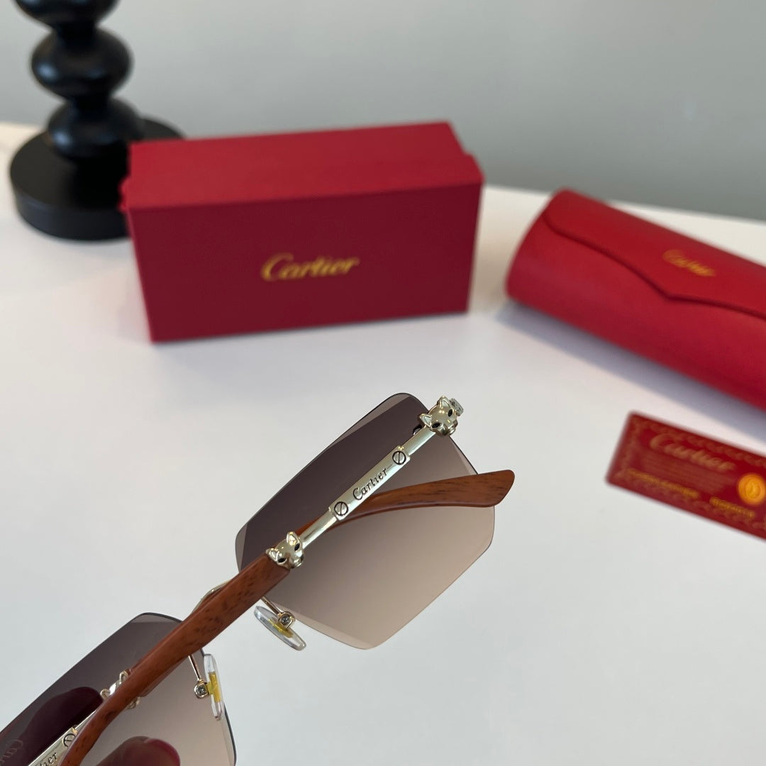 Cartier Lightweight Metal Rimless Silver Lens Sunglasses for Men & Wo - 487385 - detail image 6