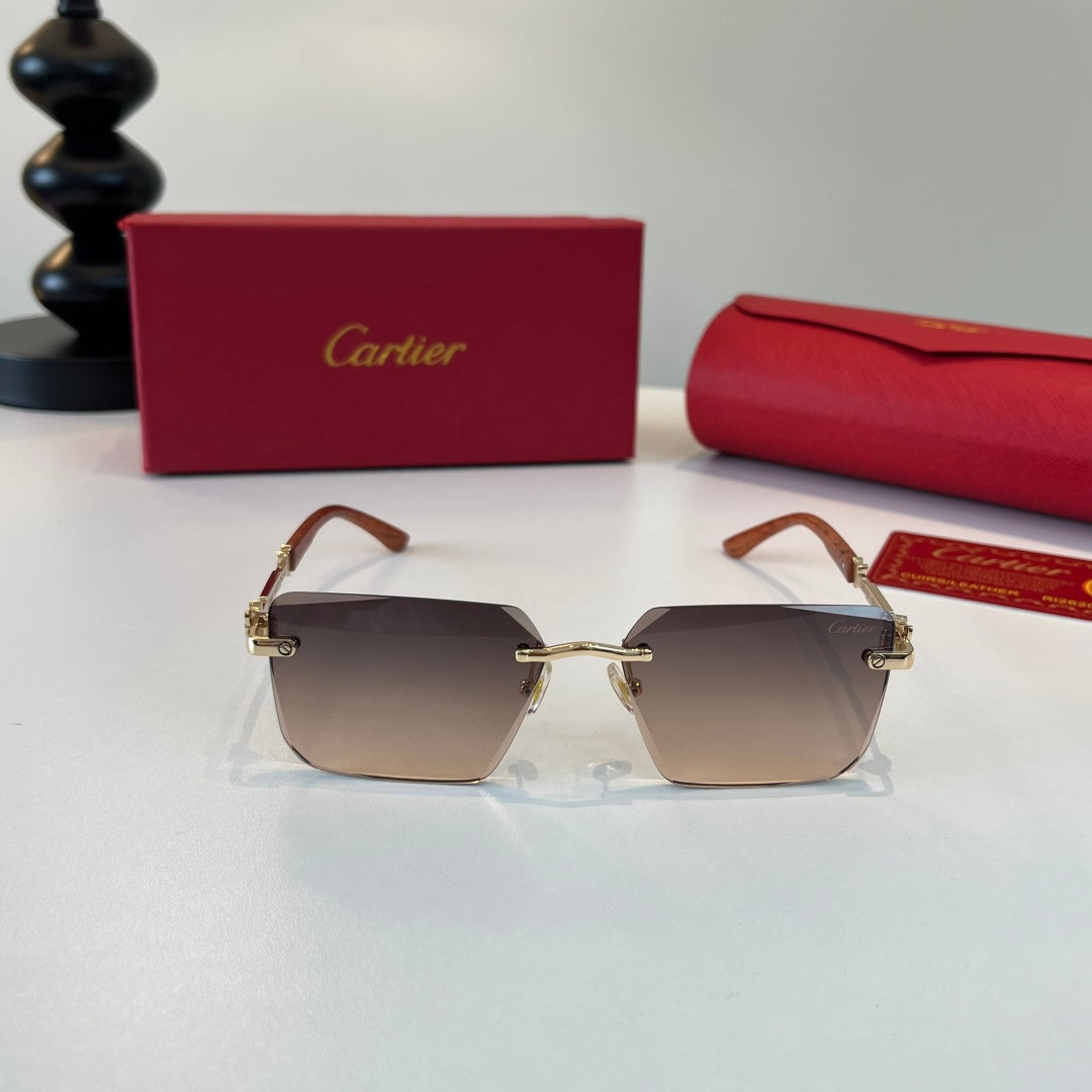 Cartier Lightweight Metal Rimless Silver Lens Sunglasses for Men & Wo - 449544 - detail image 2
