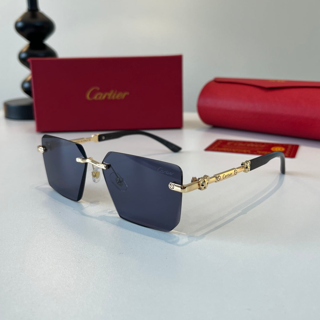 Cartier Lightweight Metal Rimless Blue Lens Sunglasses for Men & Wome - 449545 - detail image 3