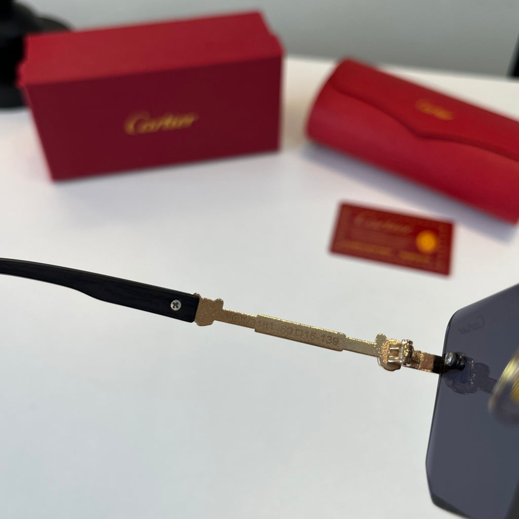 Cartier Lightweight Metal Rimless Blue Lens Sunglasses for Men & Wome - 449545 - detail image 8
