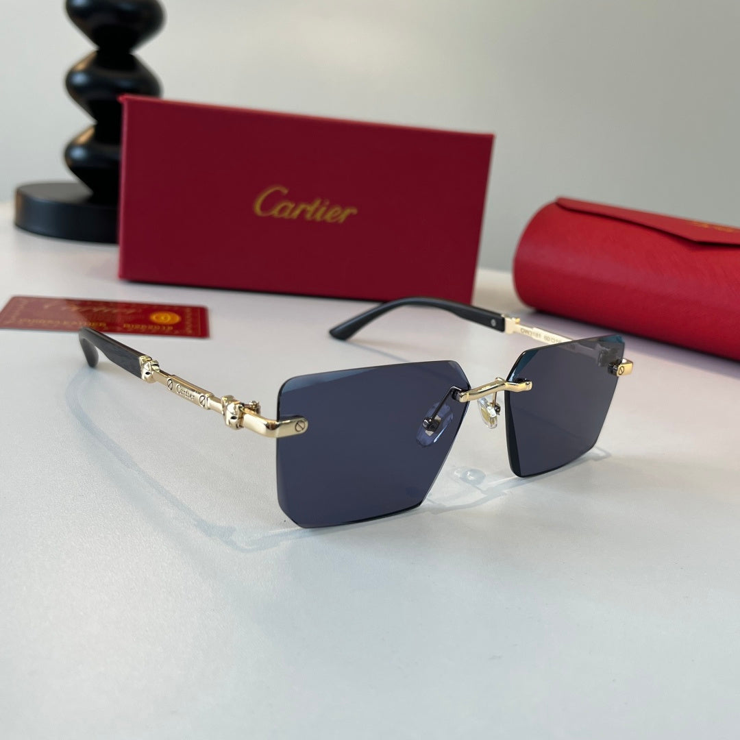 Cartier Lightweight Metal Rimless Blue Lens Sunglasses for Men & Wome - 449545