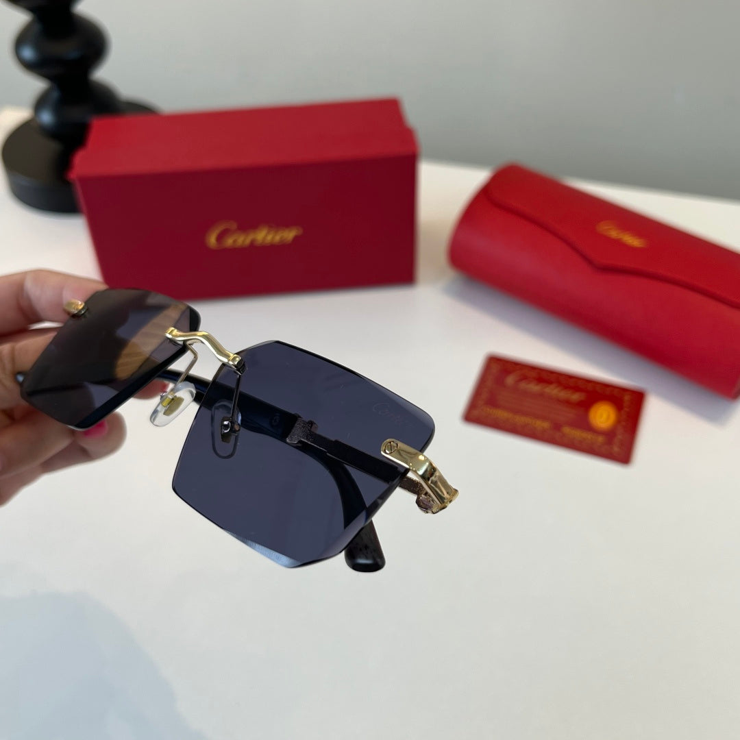 Cartier Lightweight Metal Rimless Blue Lens Sunglasses for Men & Wome - 449545 - detail image 5