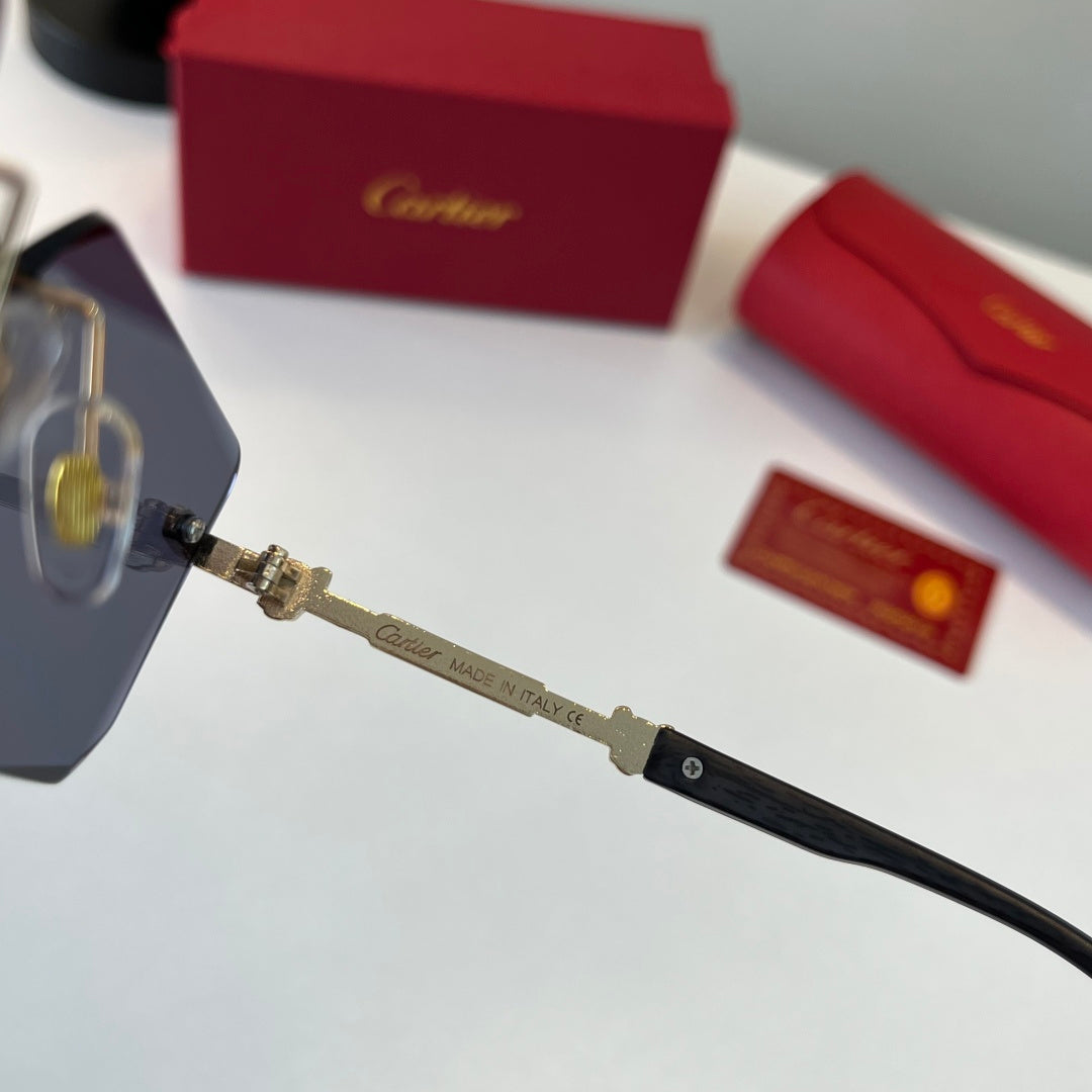 Cartier Lightweight Metal Rimless Blue Lens Sunglasses for Men & Wome - 487386 - detail image 9