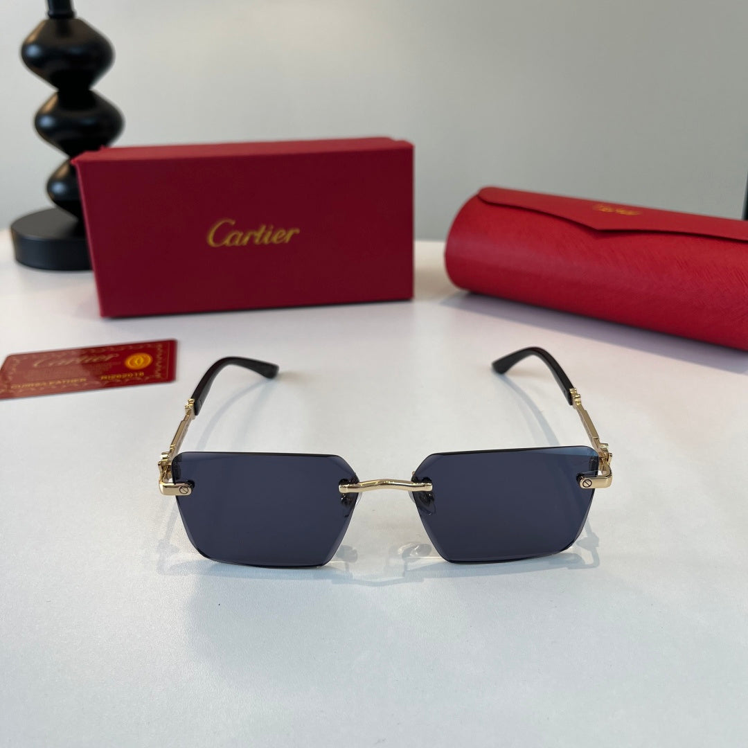 Cartier Lightweight Metal Rimless Blue Lens Sunglasses for Men & Wome - 487386 - detail image 2