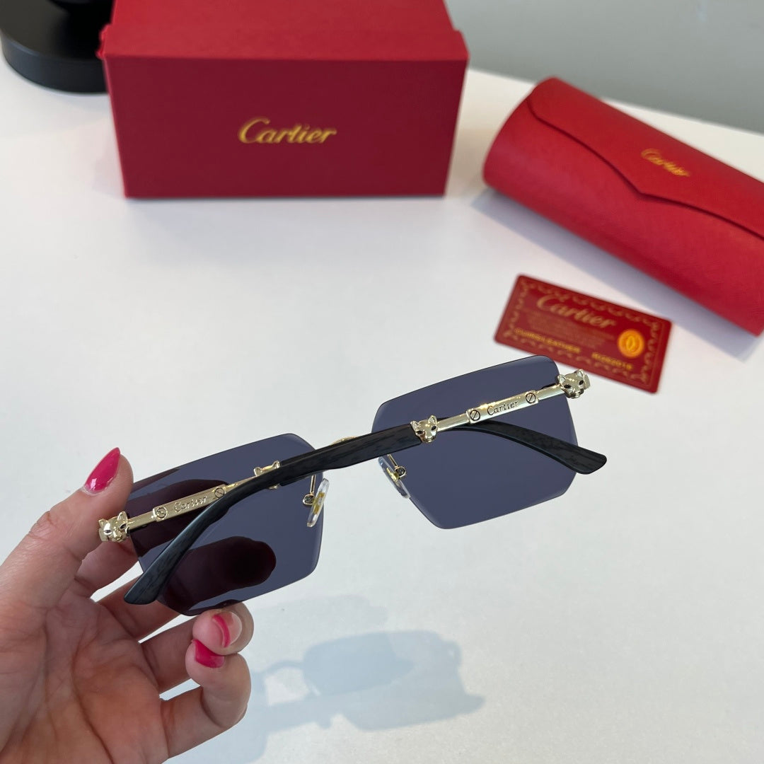 Cartier Lightweight Metal Rimless Blue Lens Sunglasses for Men & Wome - 487386 - detail image 7