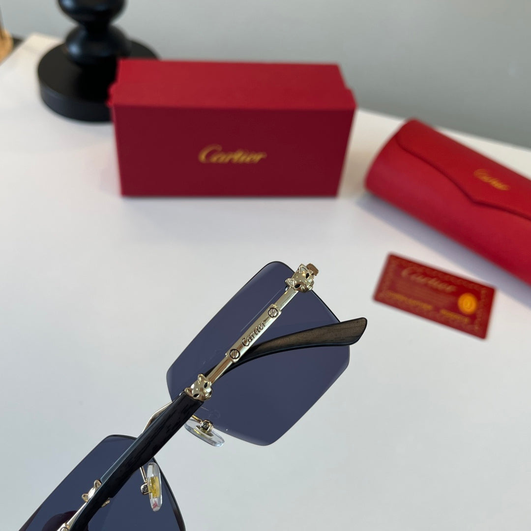 Cartier Lightweight Metal Rimless Blue Lens Sunglasses for Men & Wome - 449545 - detail image 6