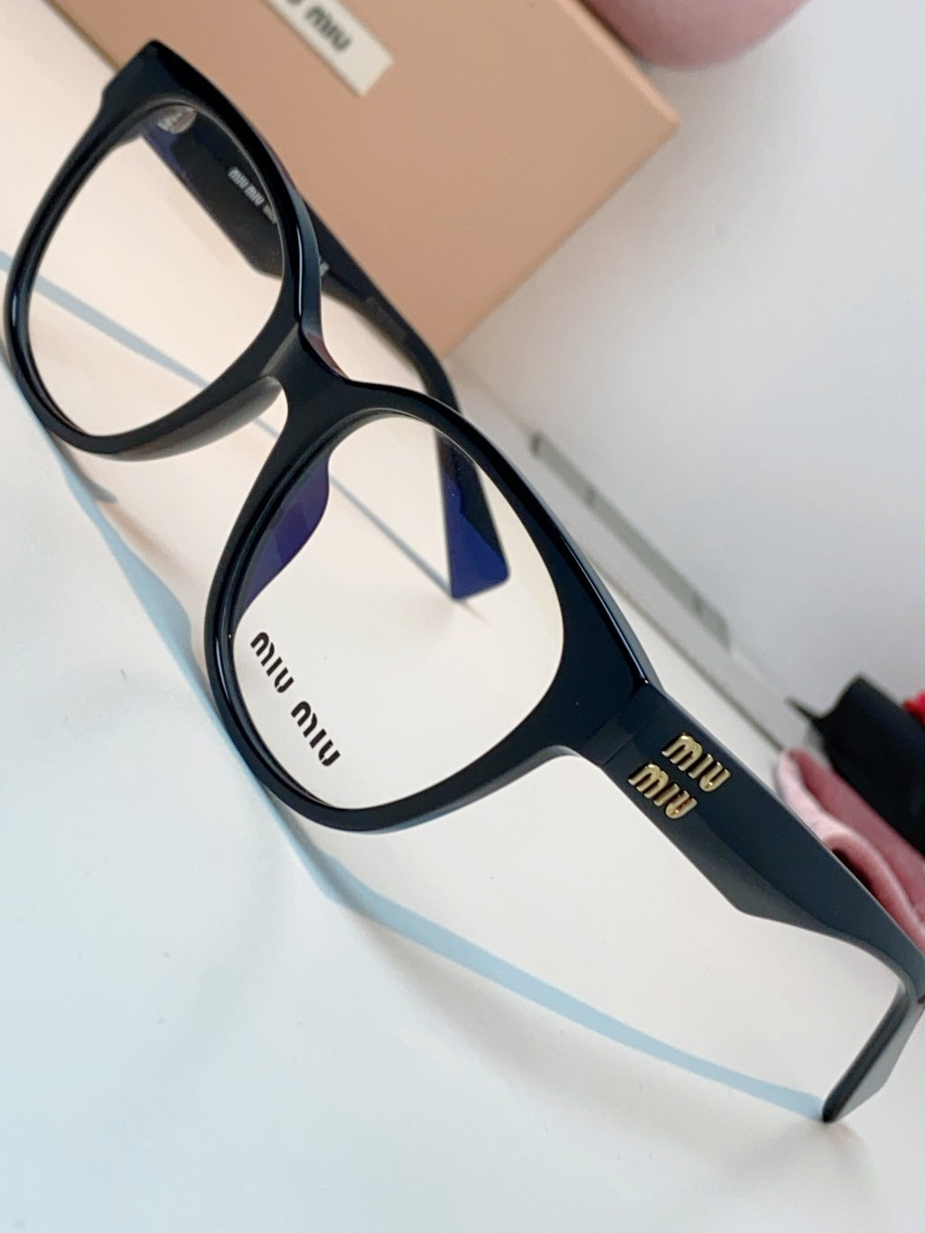 Miu Miu VMU02V Blue-Light Acetate Cat-Eye Black Lens Sunglasses - detail image 7