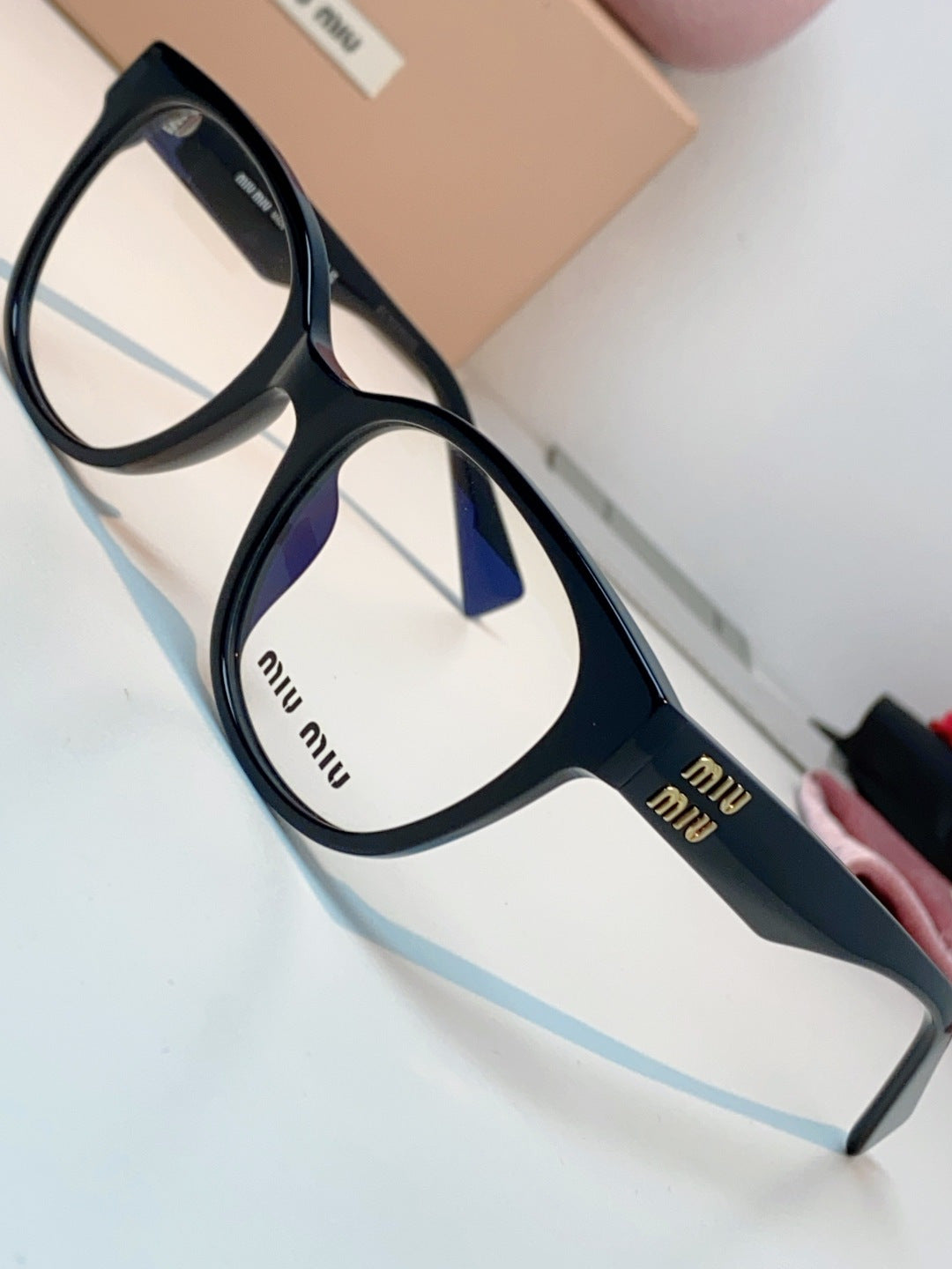 Miu Miu VMU02V Blue-Light Acetate Cat-Eye Black Lens Sunglasses - detail image 7