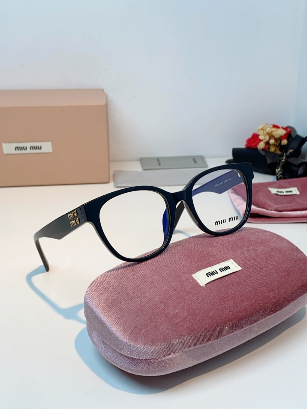 Miu Miu VMU02V Blue-Light Acetate Cat-Eye Black Lens Sunglasses - detail image 12