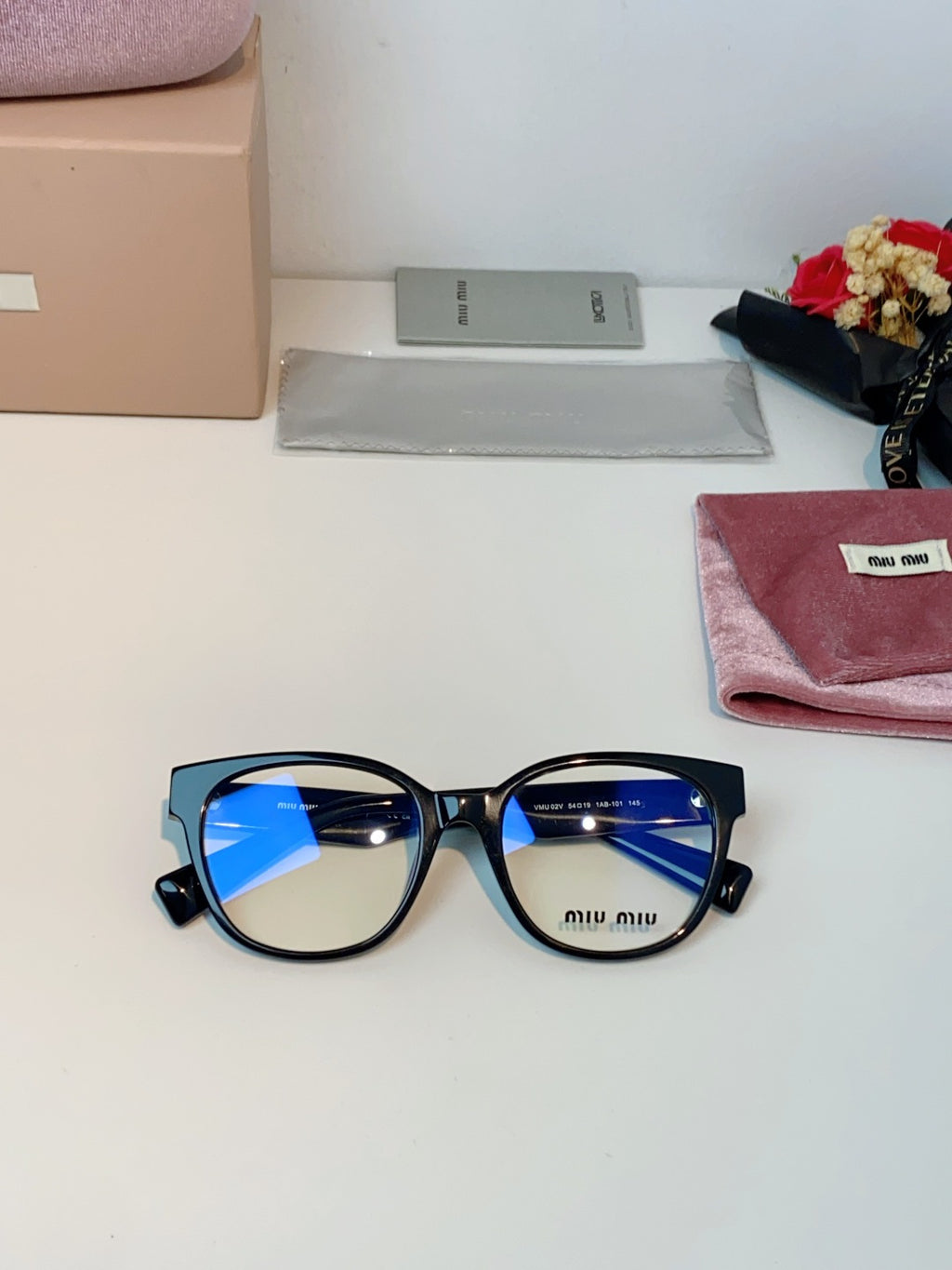 Miu Miu VMU02V Blue-Light Acetate Cat-Eye Black Lens Sunglasses - detail image 11