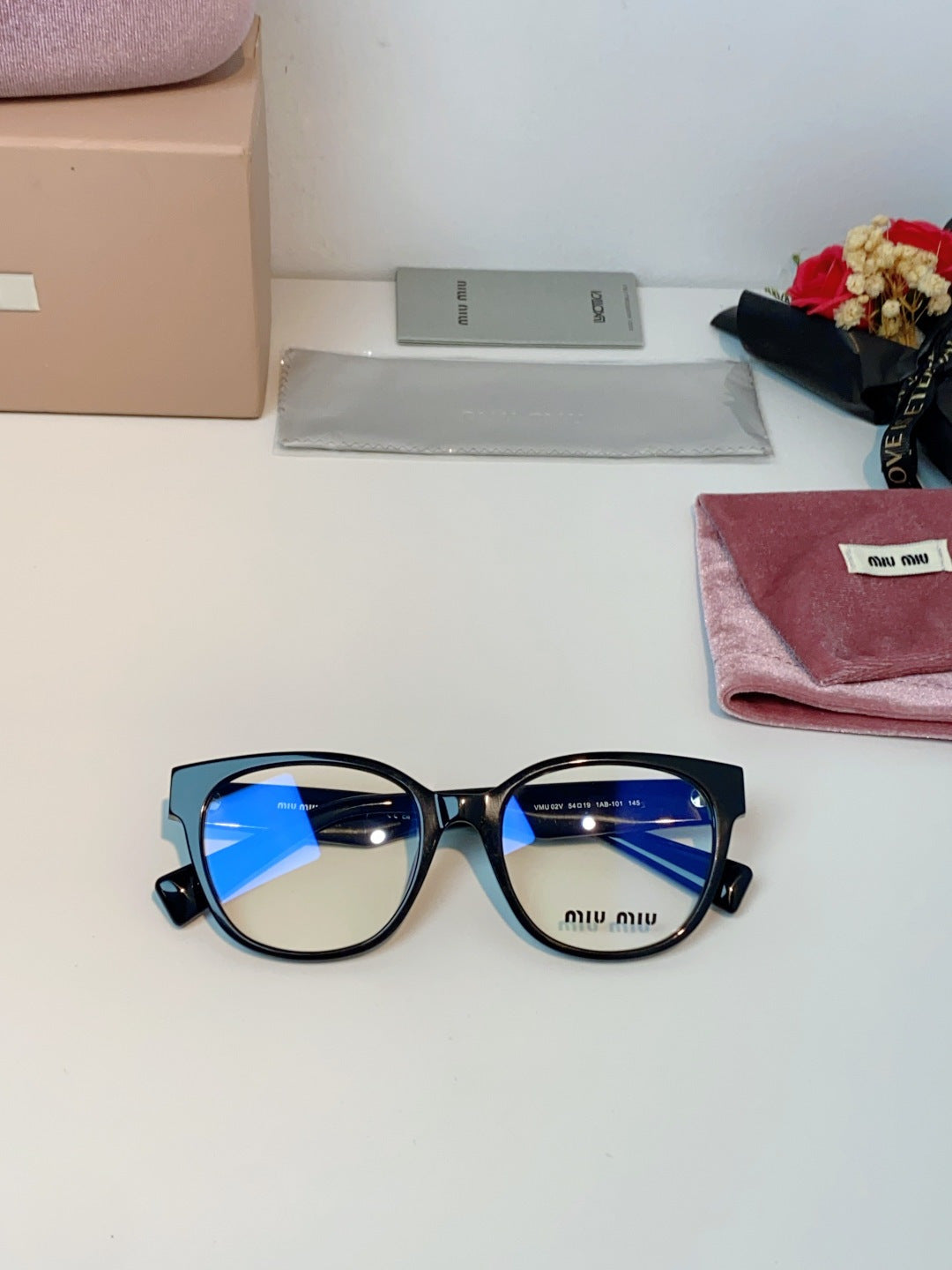 Miu Miu VMU02V Blue-Light Acetate Cat-Eye Black Lens Sunglasses - detail image 11