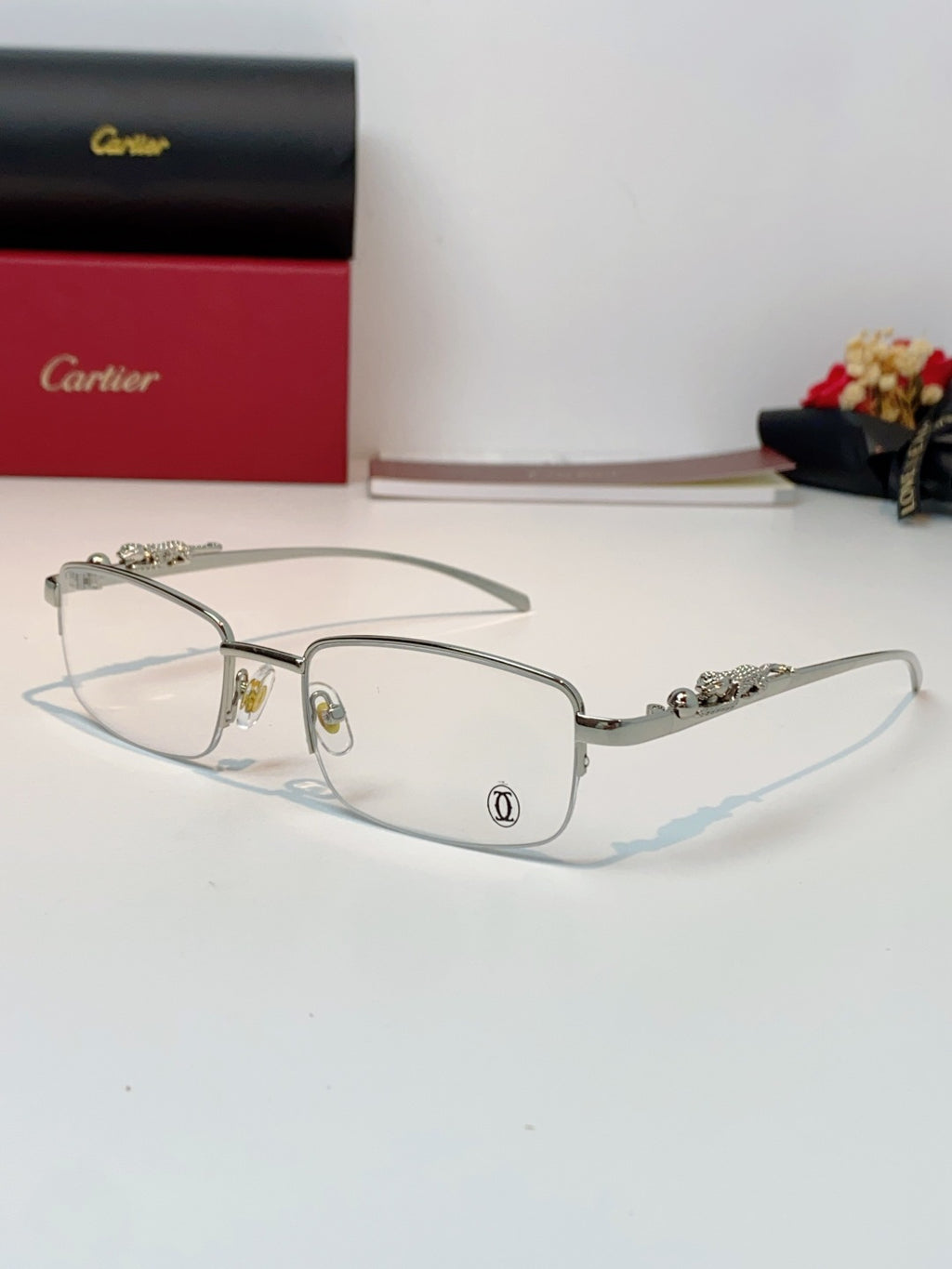Cartier Square Silver Lens Sunglasses for Men & Women - 358528
