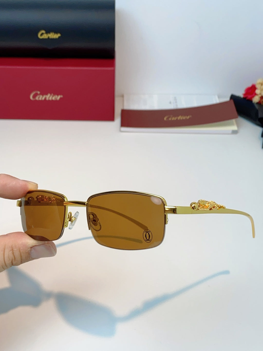 Cartier Square Brown Lens Sunglasses for Men & Women - 358530 - detail image 6