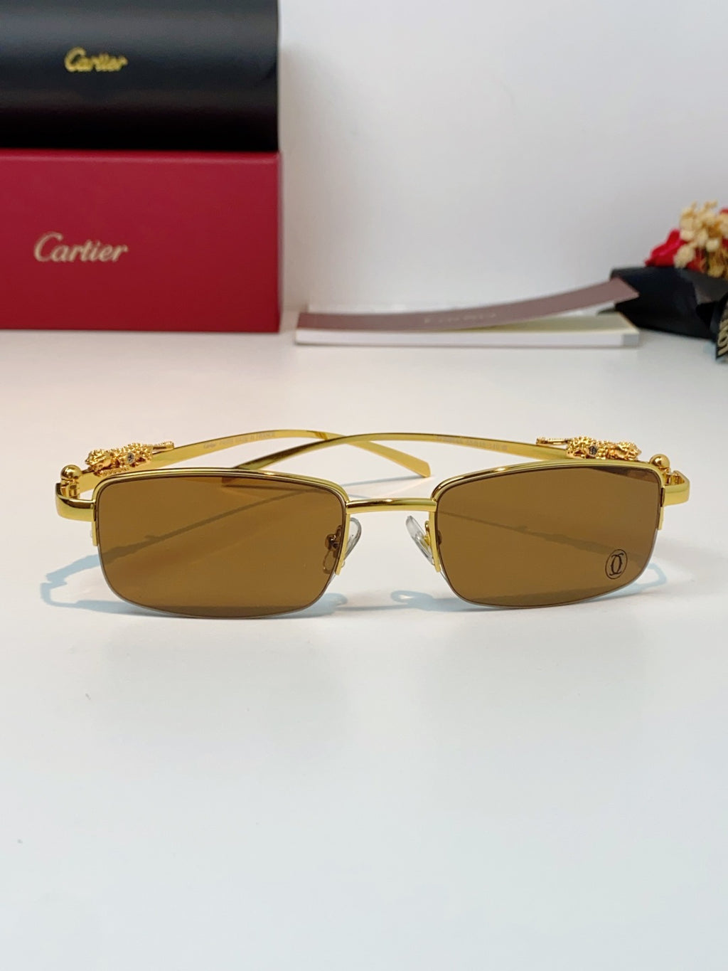 Cartier Square Brown Lens Sunglasses for Men & Women - 358530 - detail image 2