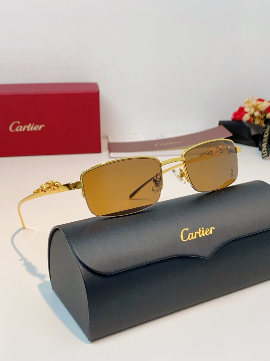 Cartier Square Brown Lens Sunglasses for Men & Women - 358530 - detail image 10