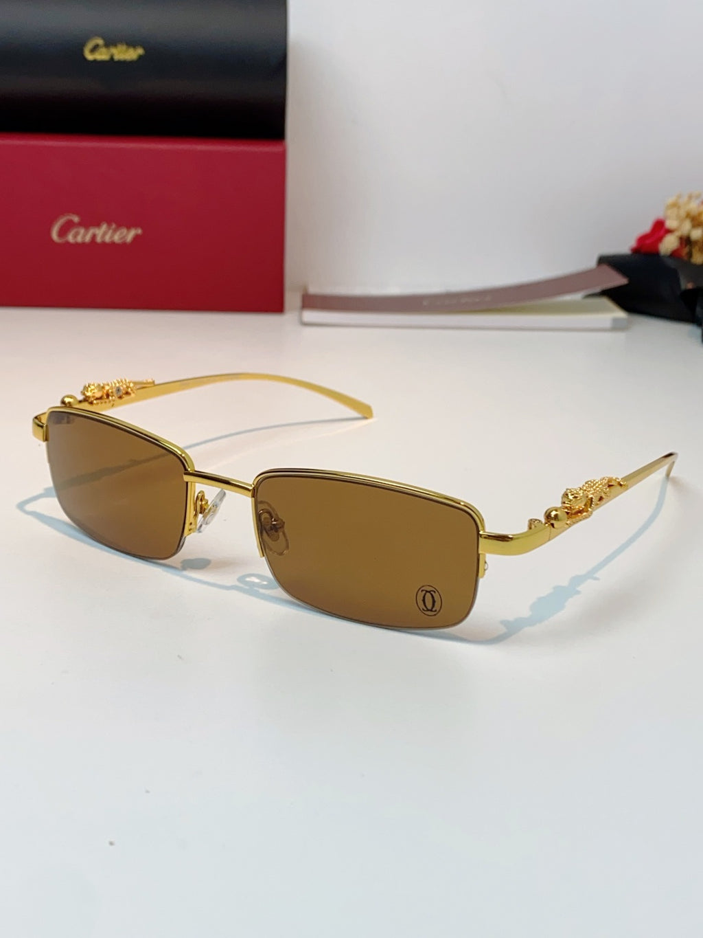 Cartier Square Brown Lens Sunglasses for Men & Women - 358530
