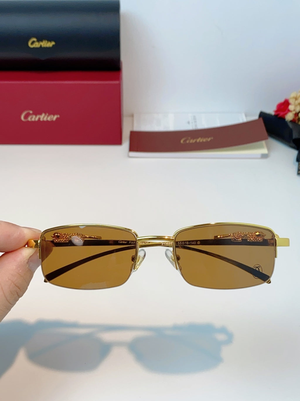Cartier Square Brown Lens Sunglasses for Men & Women - 358530 - detail image 4
