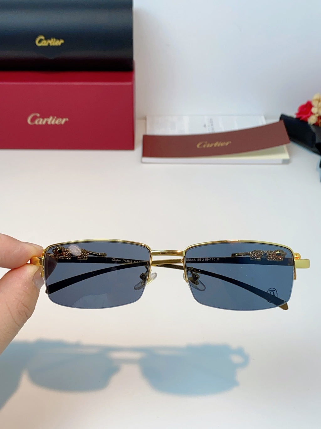 Cartier Square Black Lens Sunglasses for Men & Women - 358531 - detail image 4