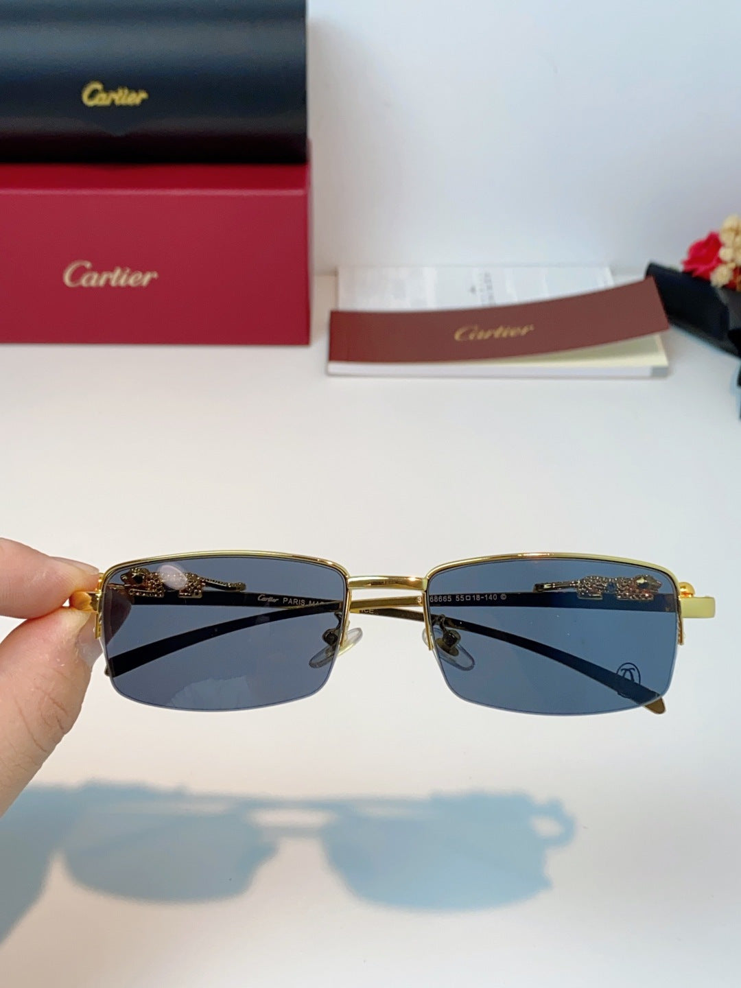 Cartier Square Black Lens Sunglasses for Men & Women - 358531 - detail image 4