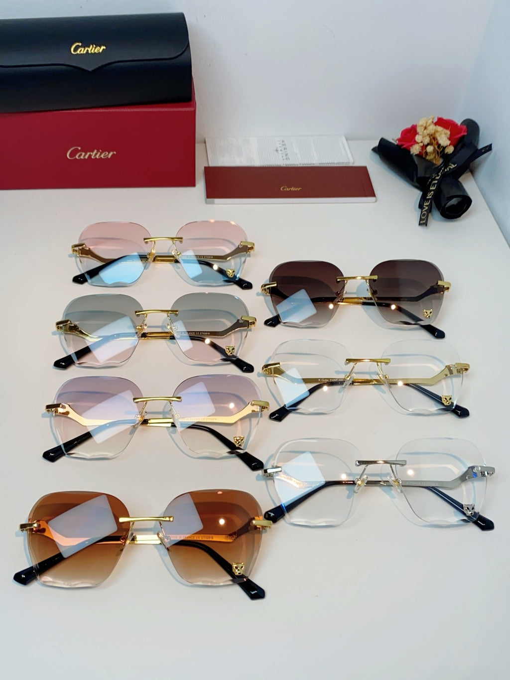 Cartier Photochromic Rimless Orange Lens Sunglasses for Men & Women - 372218 - detail image 12