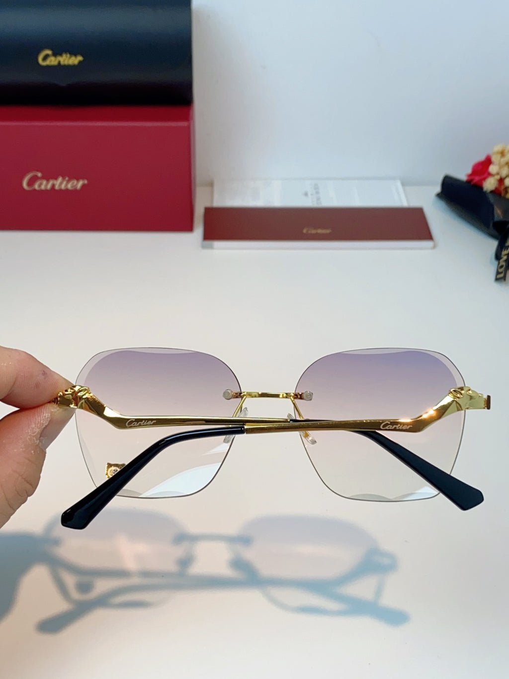 Cartier Photochromic Rimless Brown Lens Sunglasses for Men & Women - detail image 5