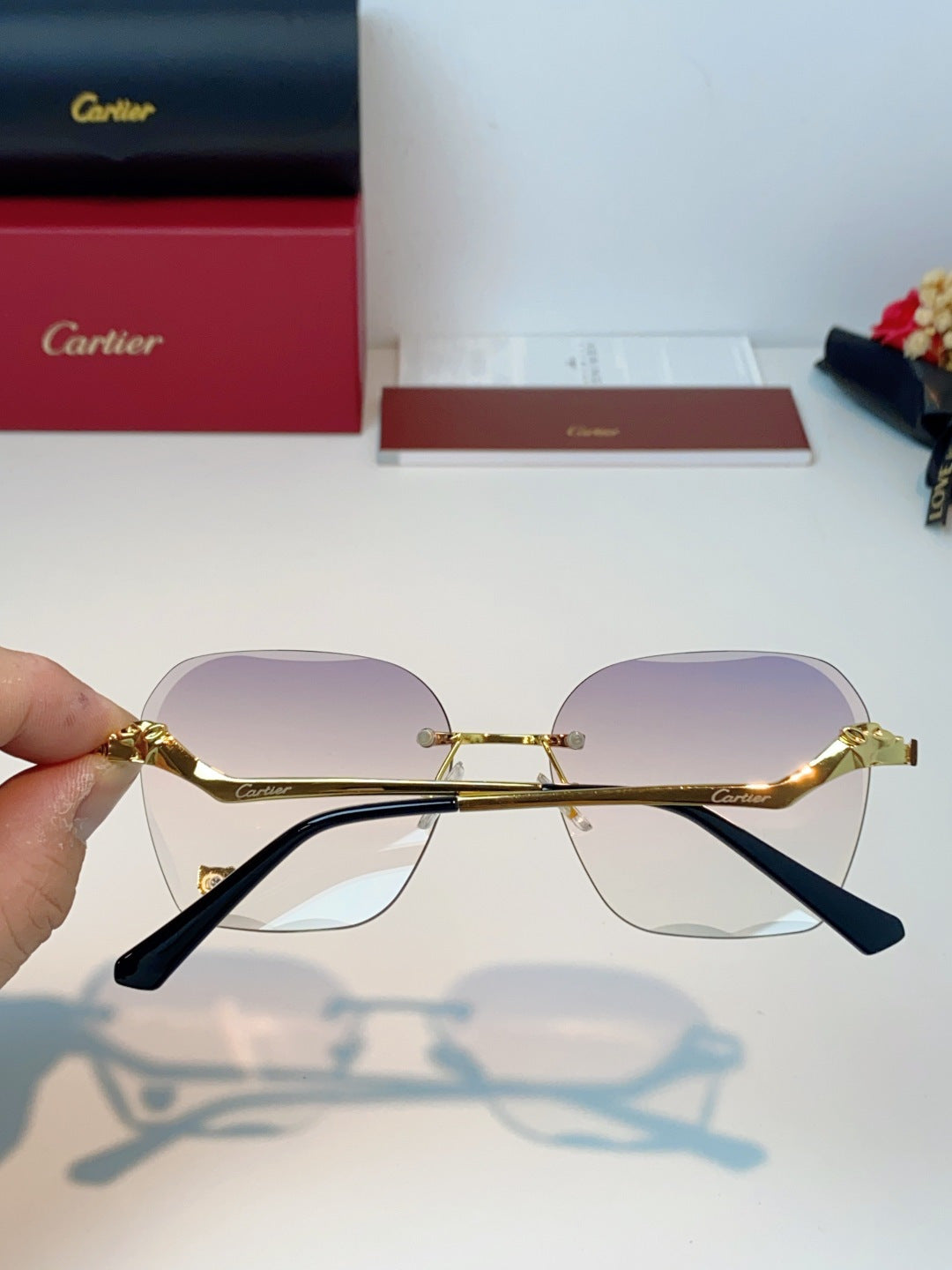 Cartier Photochromic Rimless Brown Lens Sunglasses for Men & Women - detail image 5