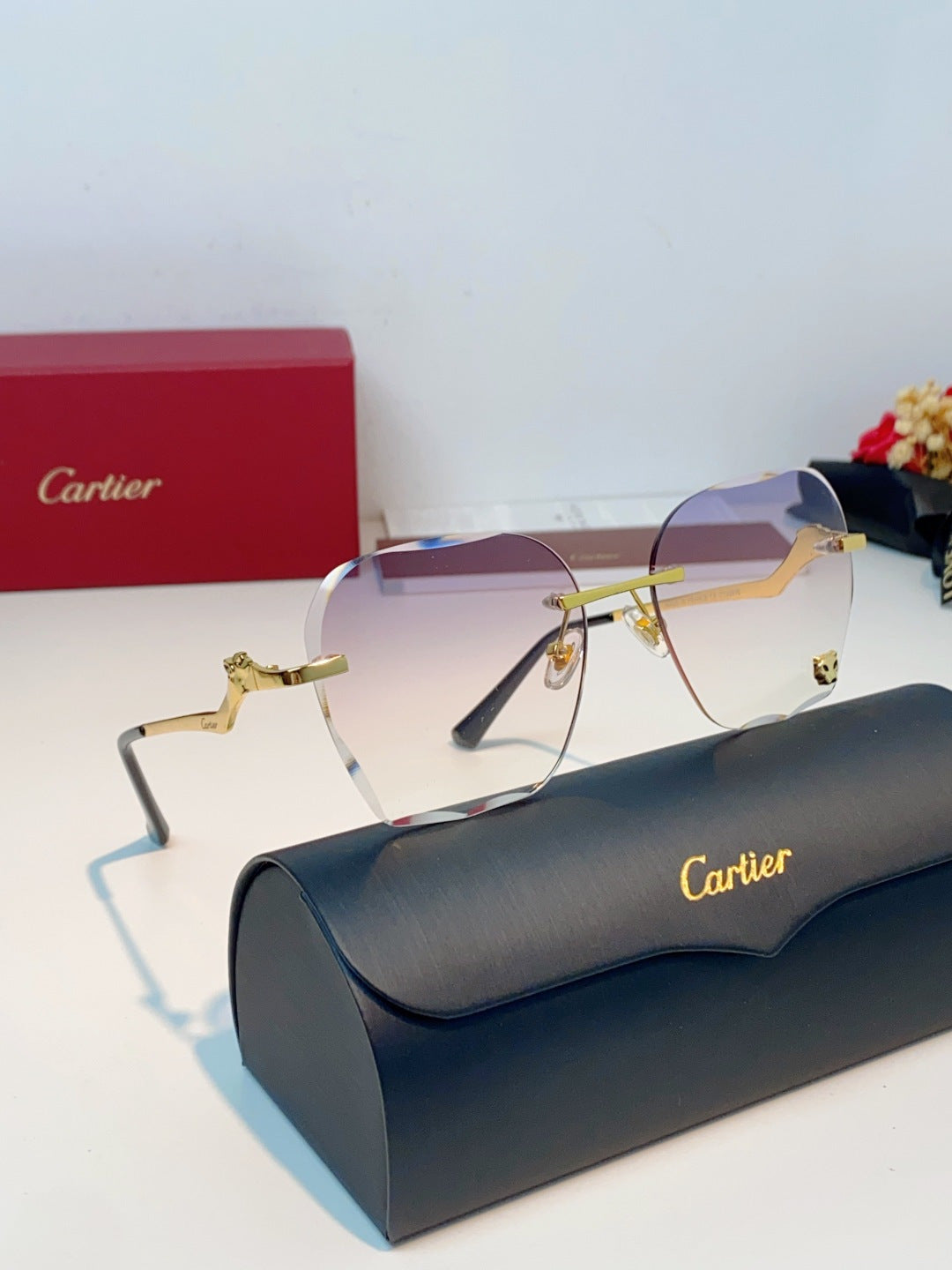 Cartier Photochromic Rimless Brown Lens Sunglasses for Men & Women - detail image 10