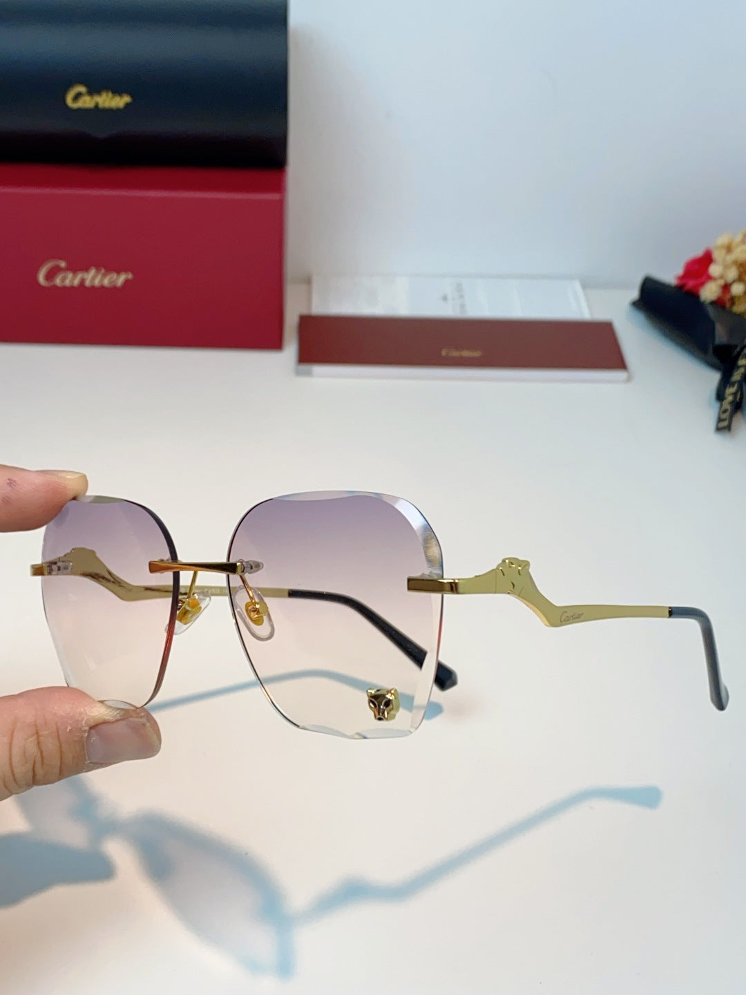 Cartier Photochromic Rimless Brown Lens Sunglasses for Men & Women - detail image 6