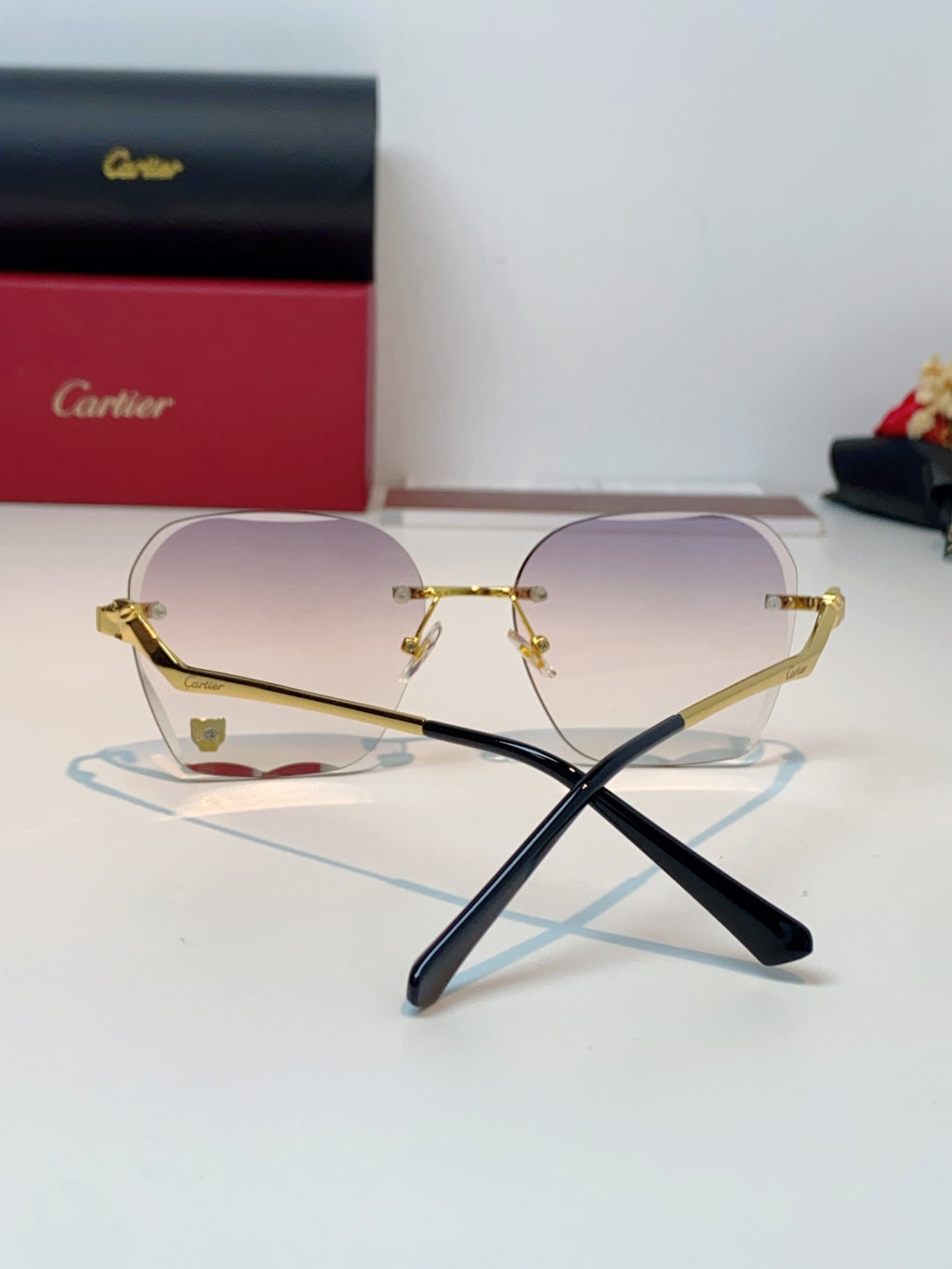 Cartier Photochromic Rimless Brown Lens Sunglasses for Men & Women - detail image 3