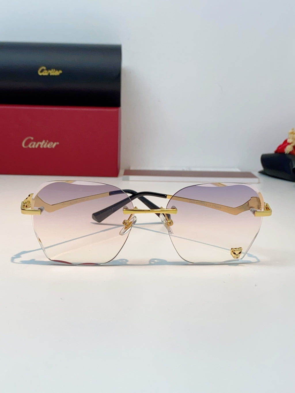 Cartier Photochromic Rimless Brown Lens Sunglasses for Men & Women - detail image 2