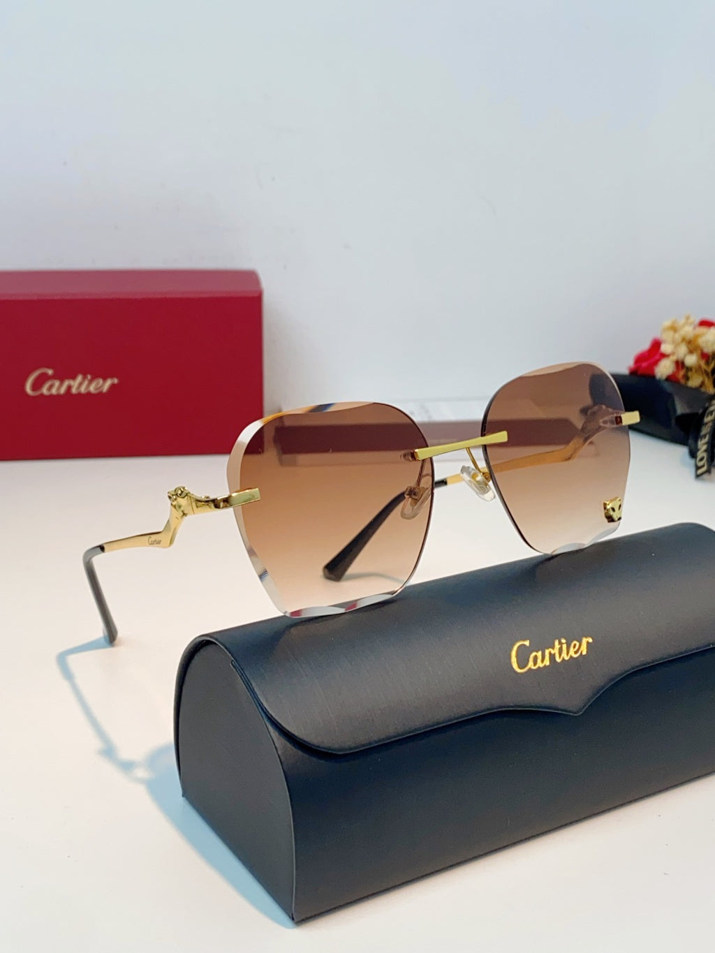 Cartier Photochromic Rimless Orange Lens Sunglasses for Men & Women - 372218 - detail image 10