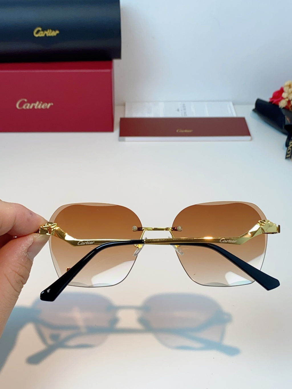 Cartier Photochromic Rimless Orange Lens Sunglasses for Men & Women - 372218 - detail image 5