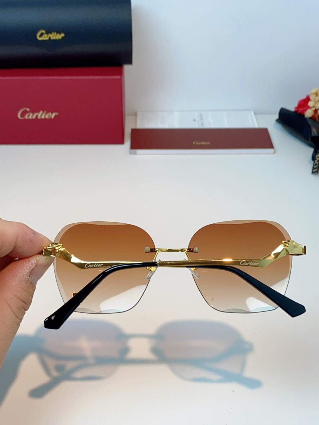 Cartier Photochromic Rimless Orange Lens Sunglasses for Men & Women - 372218 - detail image 5