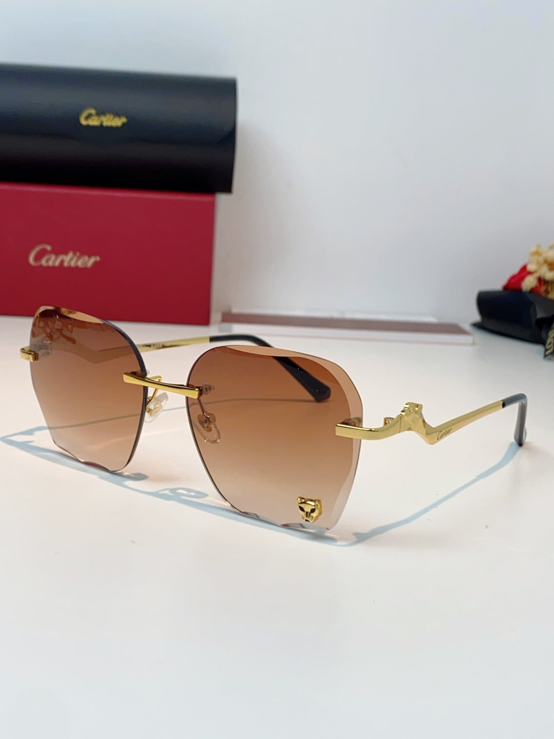 Cartier Photochromic Rimless Orange Lens Sunglasses for Men & Women - 372218