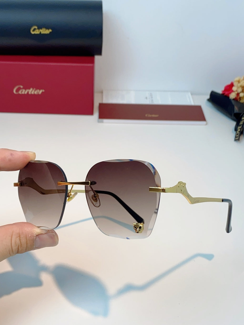 Cartier Photochromic Rimless Red Lens Sunglasses for Men & Women - 372219 - detail image 6