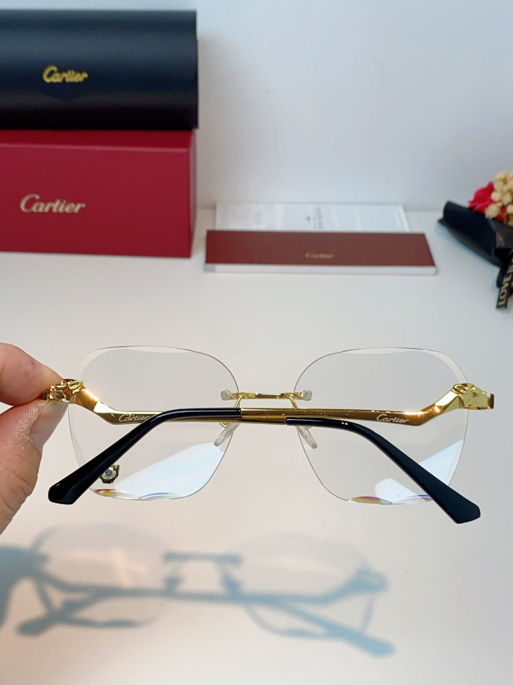 Cartier Photochromic Rimless Orange Lens Sunglasses for Men & Women - detail image 5