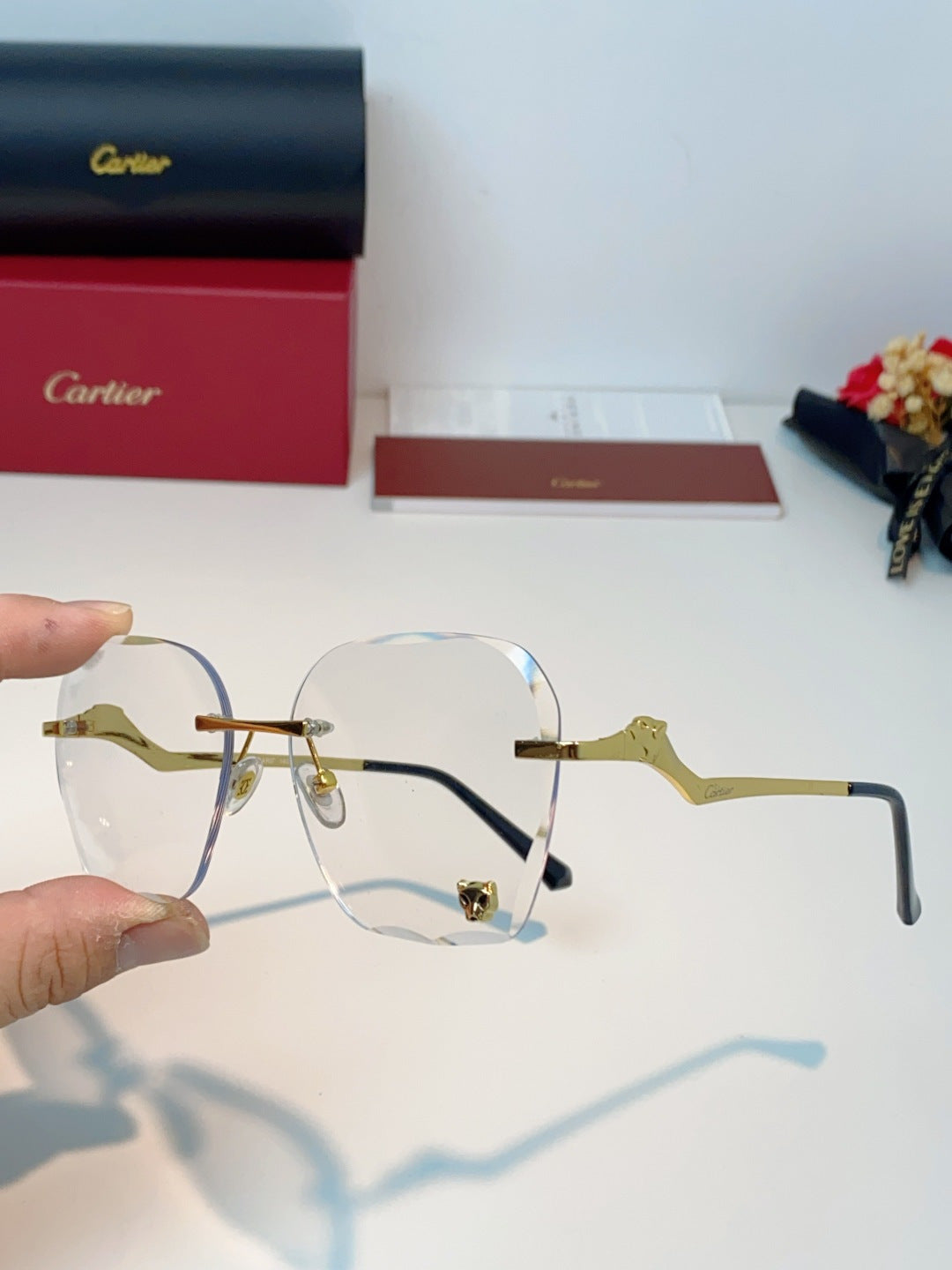 Cartier Photochromic Rimless Orange Lens Sunglasses for Men & Women - detail image 6