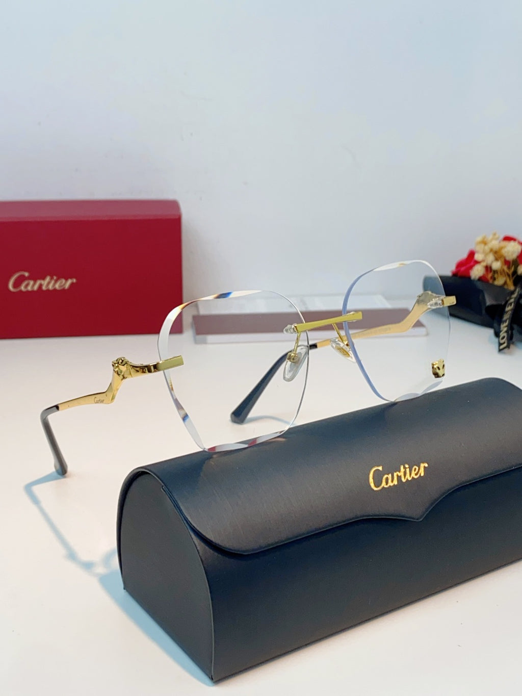 Cartier Photochromic Rimless Orange Lens Sunglasses for Men & Women - detail image 10