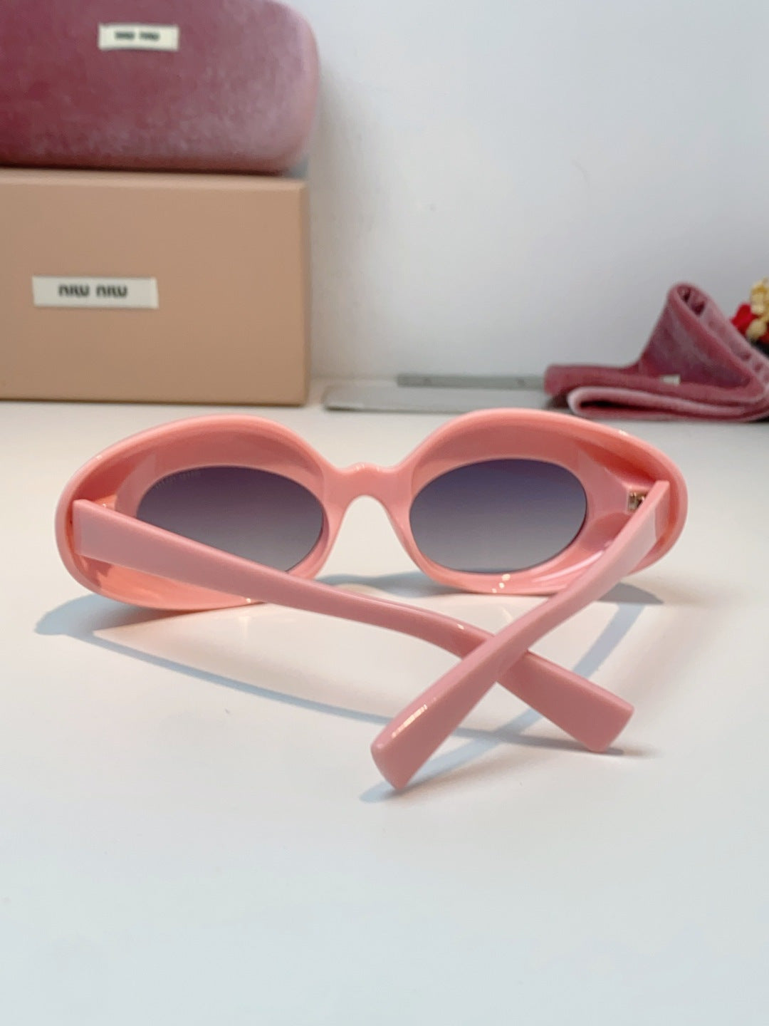 Miu Miu Metal Cat-Eye Pink Lens Sunglasses for Women - detail image 3