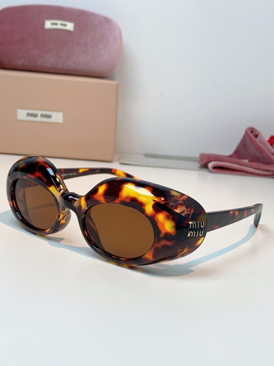 Miu Miu Metal Cat-Eye Brown Lens Sunglasses for Women